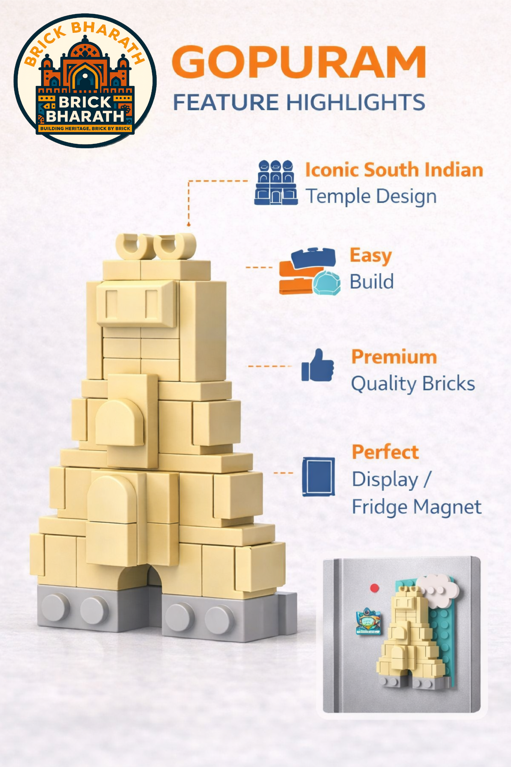 Temple Gopuram – Brick Fridge Magnet - Image 2